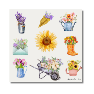 Cartela Adesivos Arranjos de Flores